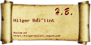 Hilger Bálint névjegykártya